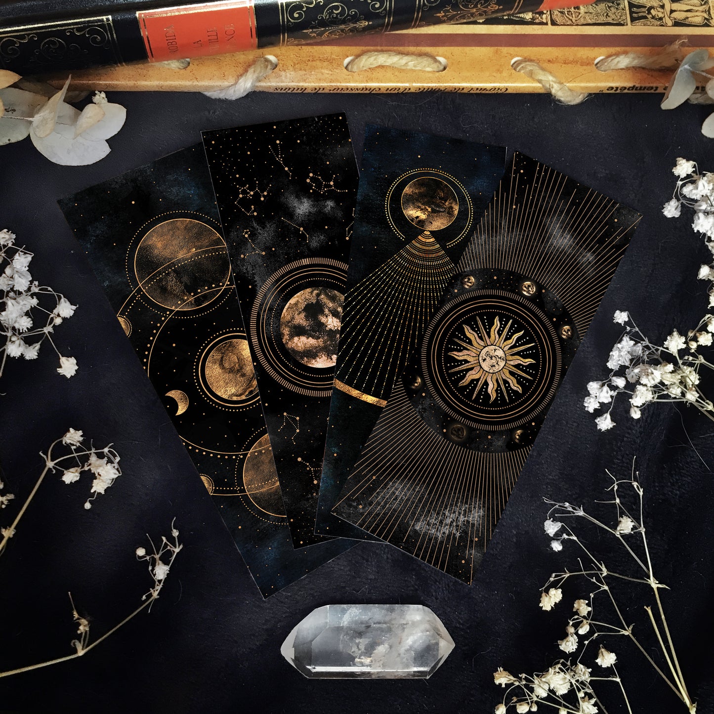Marque Pages Célestes et witchy, Lunes Soleil Boule cristal