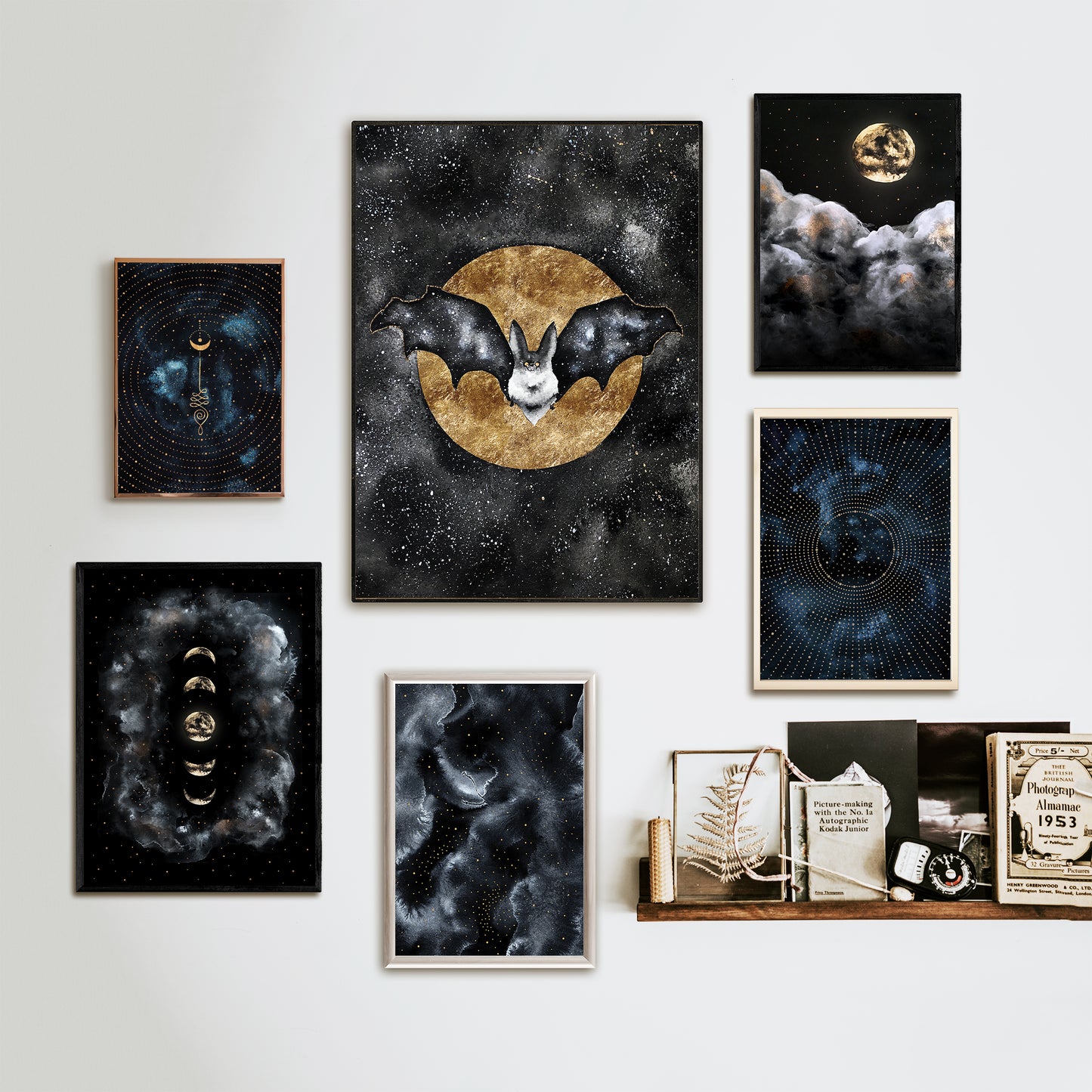 Affiche de Chauve-Souris et Lune Dorée