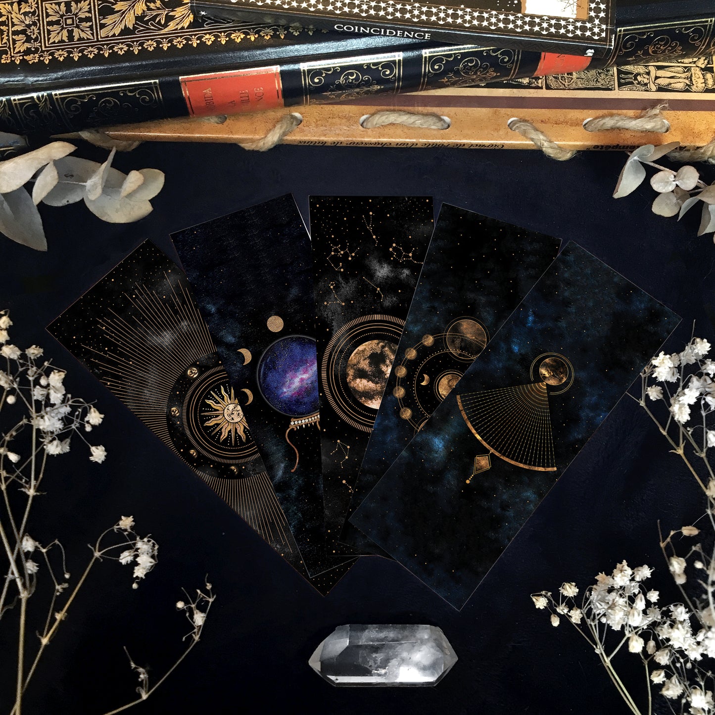 Marque Pages Célestes et witchy, Lunes Soleil Boule cristal