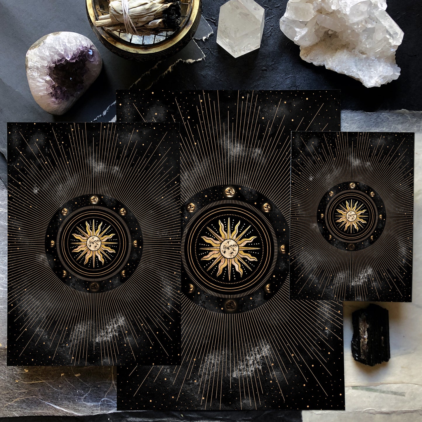 Affiche de Soleil et Phases de la Lune, Art Mural Céleste