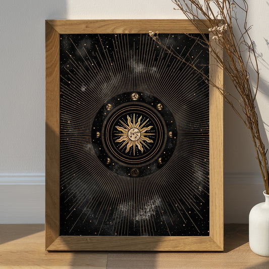 Sun and Moons Print I, Celestial Witchy Wall Art