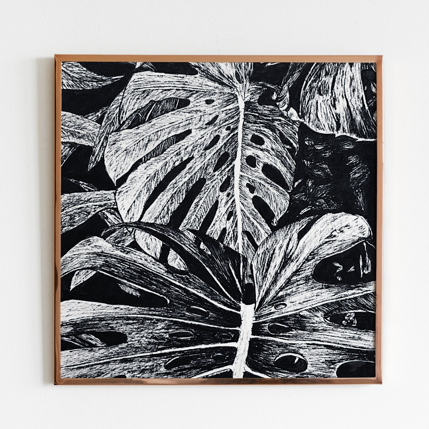 Affiche de plante Pothos, illustration botanique noir et or