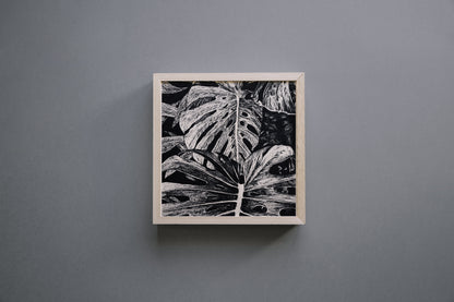 Affiche de plante Pothos, illustration botanique noir et or