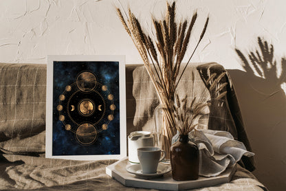 Moon System Print, Celestial decor