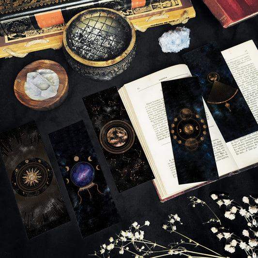 Marque Pages Célestes et witchy, Lunes Soleil Boule cristal