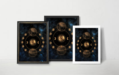 Moon System Print, Celestial decor