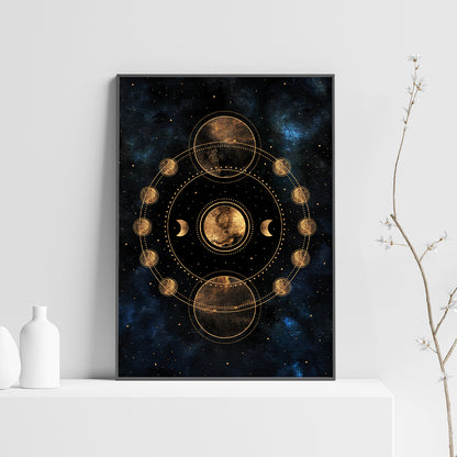 Moon System Print, Celestial decor