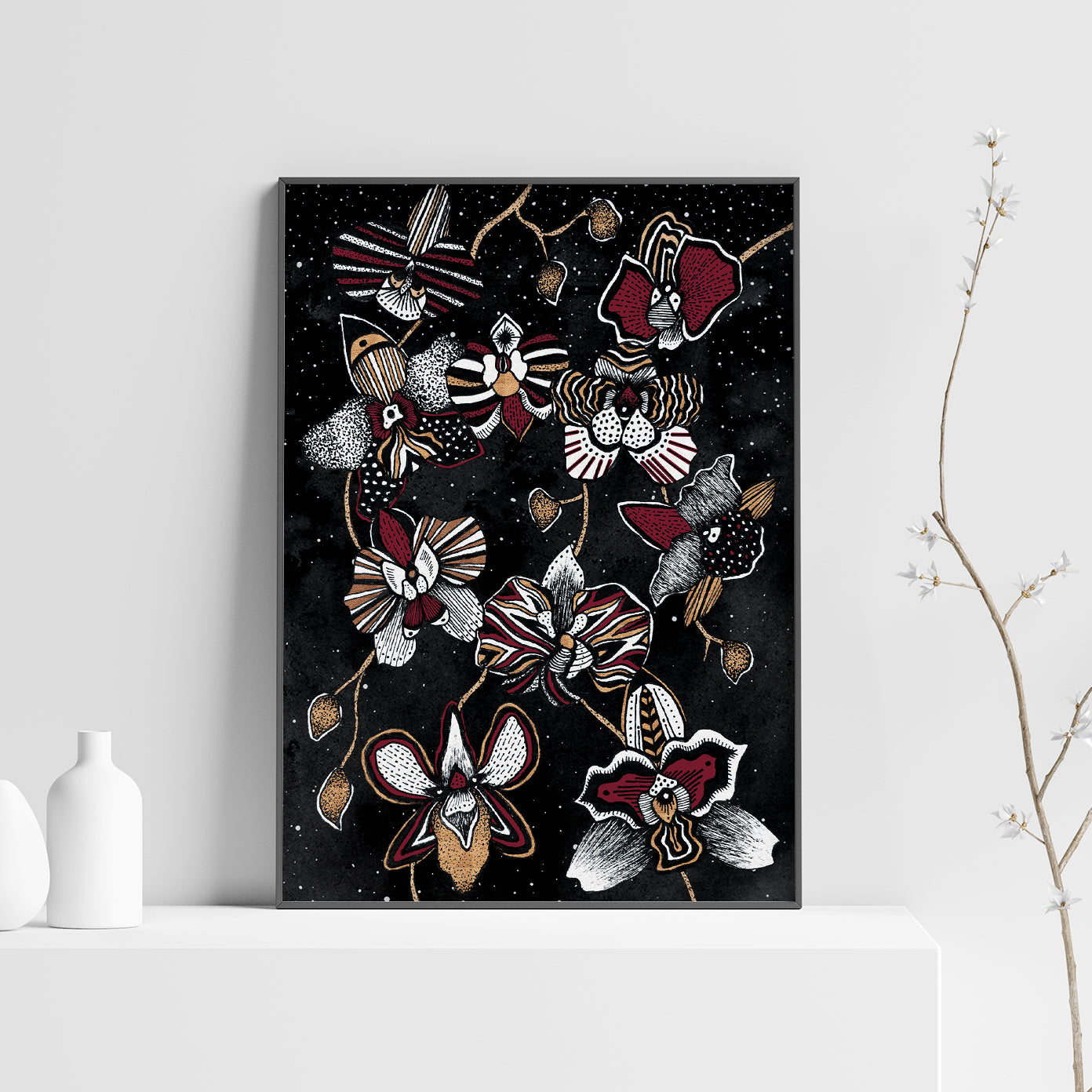 Affiche Florale et Céleste d'Orchidées abstraites