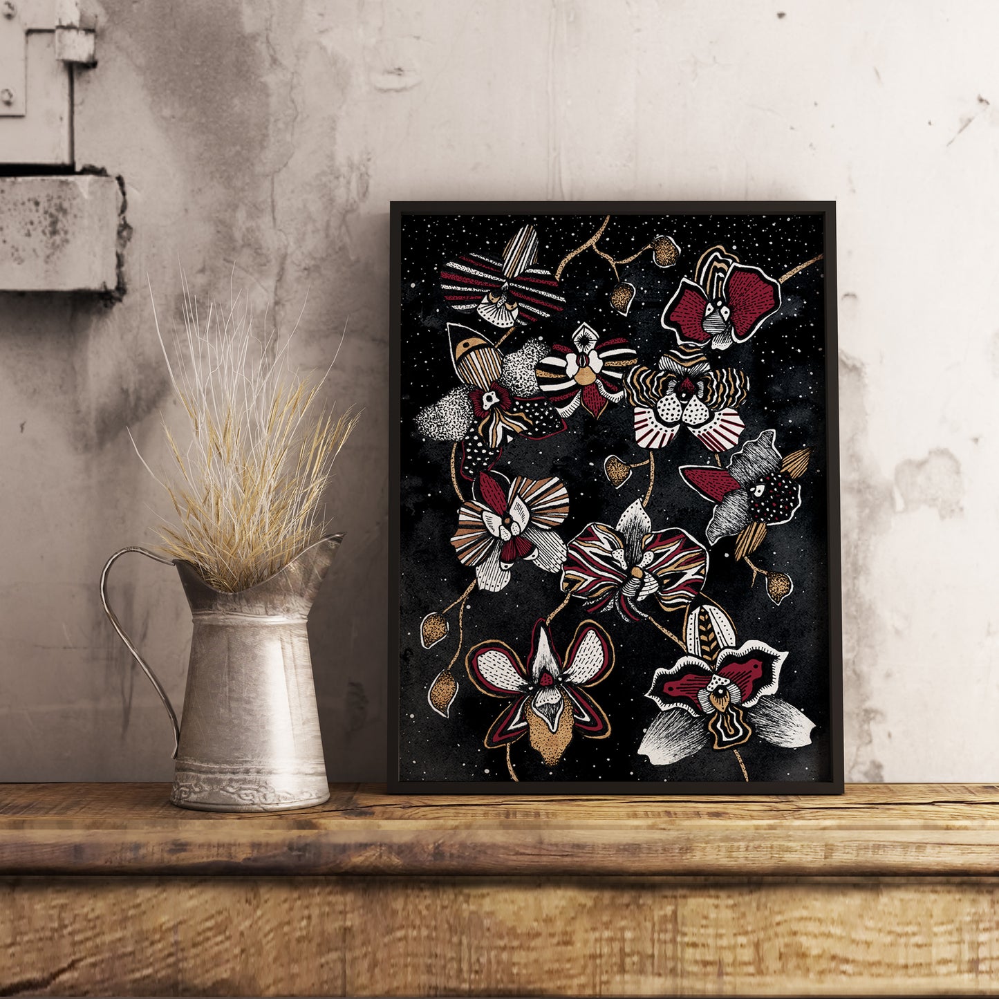 Affiche Florale et Céleste d'Orchidées abstraites