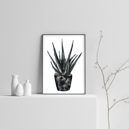 Affiche de plante Chaîne de coeurs, illustration botanique noir et or