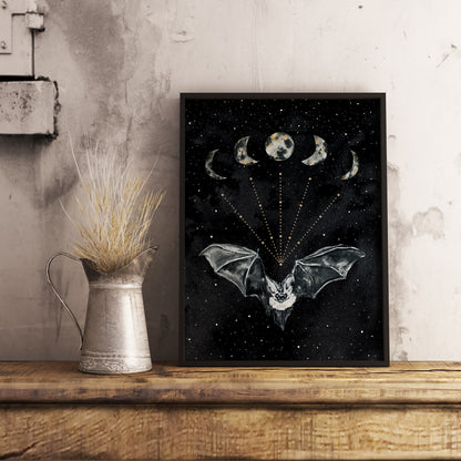 Affiche de Chauve-Souris et Phases de la Lune