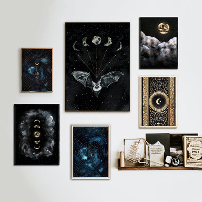 Affiche de Chauve-Souris et Phases de la Lune