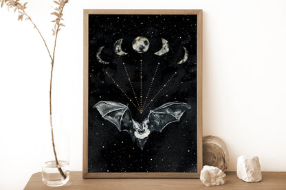 Affiche de Chauve-Souris et Phases de la Lune