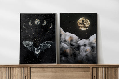 Affiche de Chauve-Souris et Phases de la Lune