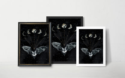 Affiche de Chauve-Souris et Phases de la Lune