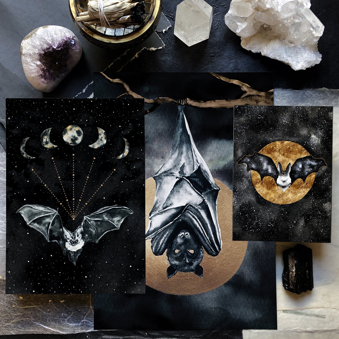Affiche de Chauve-Souris et Phases de la Lune