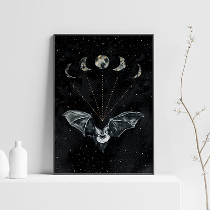 Affiche de Chauve-Souris et Phases de la Lune