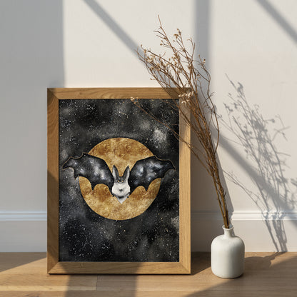Affiche de Chauve-Souris et Lune Dorée