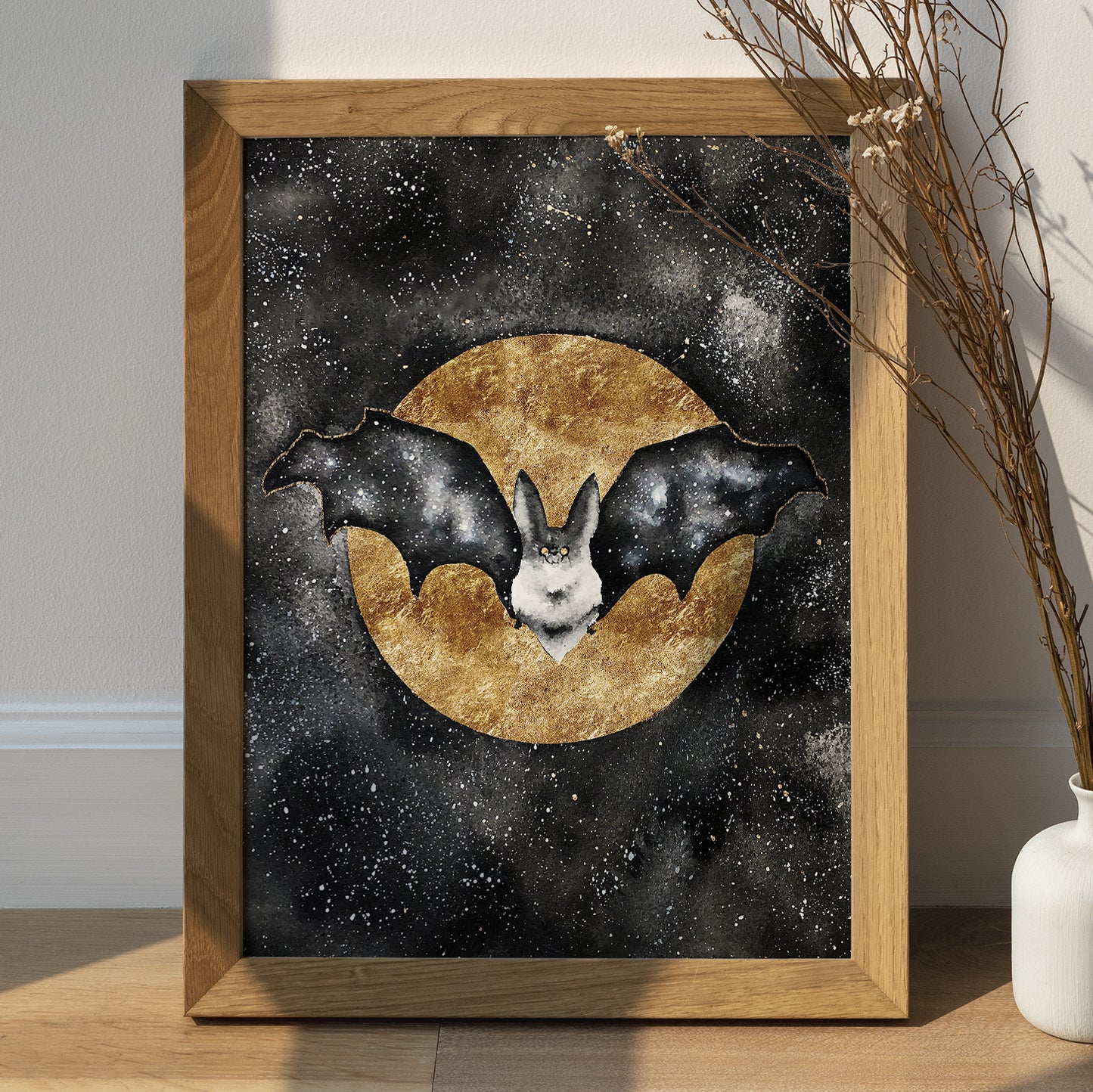 Affiche de Chauve-Souris et Lune Dorée
