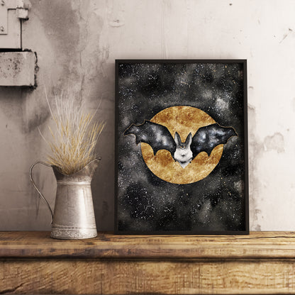 Affiche de Chauve-Souris et Lune Dorée