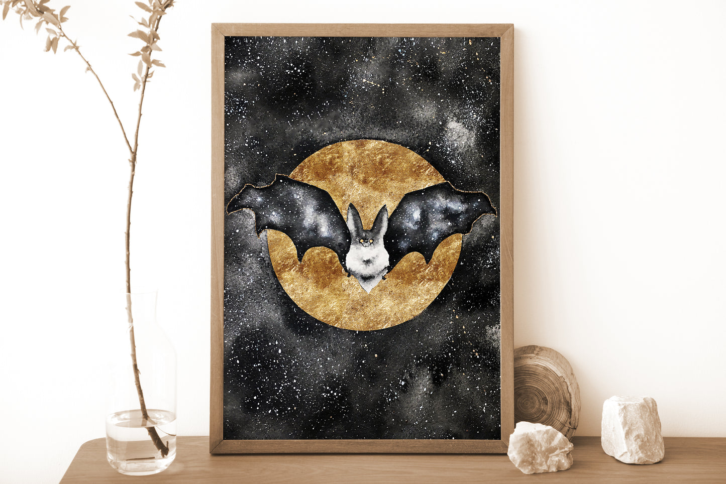 Affiche de Chauve-Souris et Lune Dorée