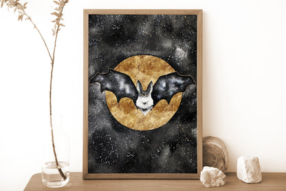 Affiche de Chauve-Souris et Lune Dorée