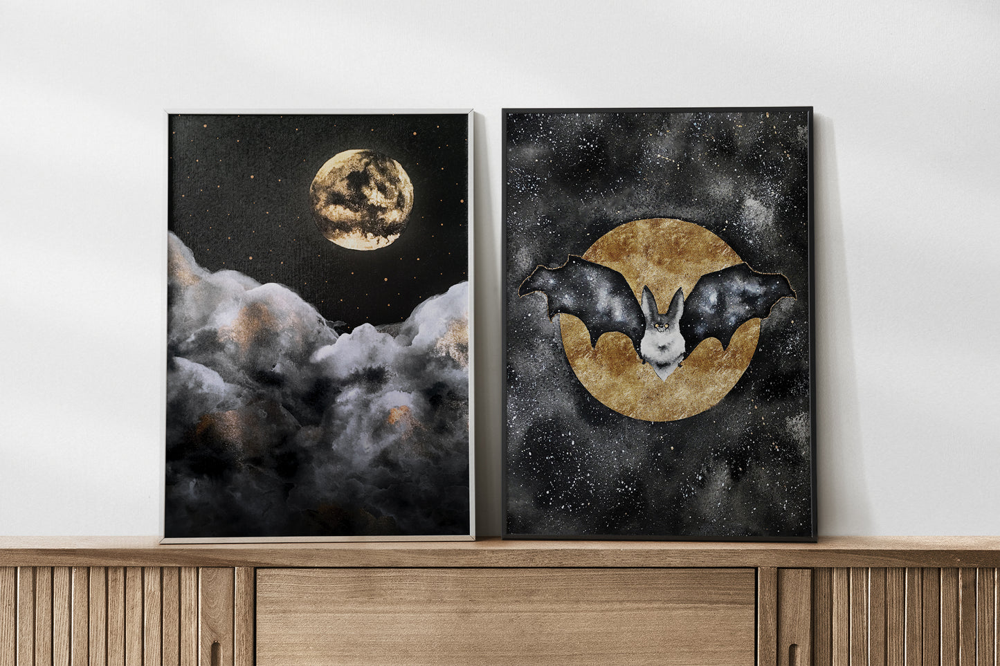 Affiche de Chauve-Souris et Lune Dorée