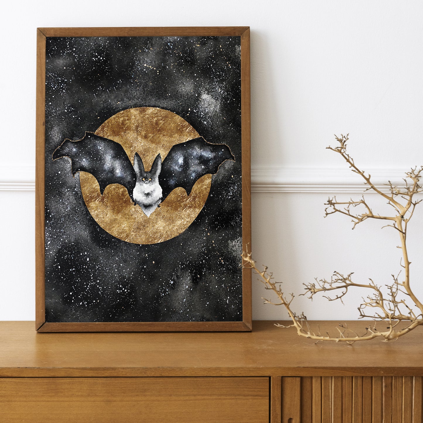 Affiche de Chauve-Souris et Lune Dorée