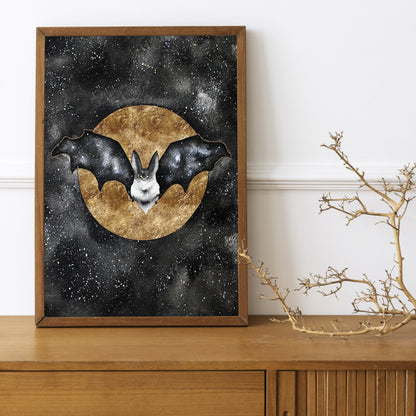 Affiche de Chauve-Souris et Lune Dorée