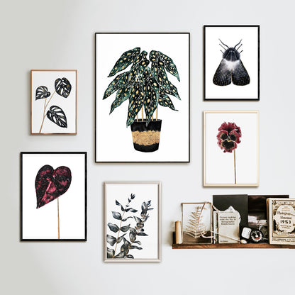 Affiche de plante Chaîne de coeurs, illustration botanique noir et or