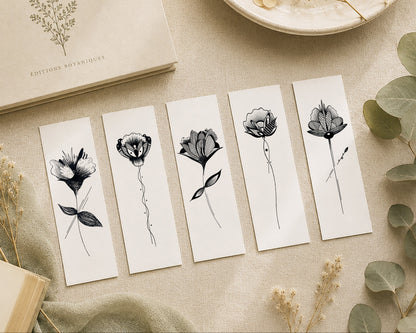 Marque Pages botaniques de plantes noir et or