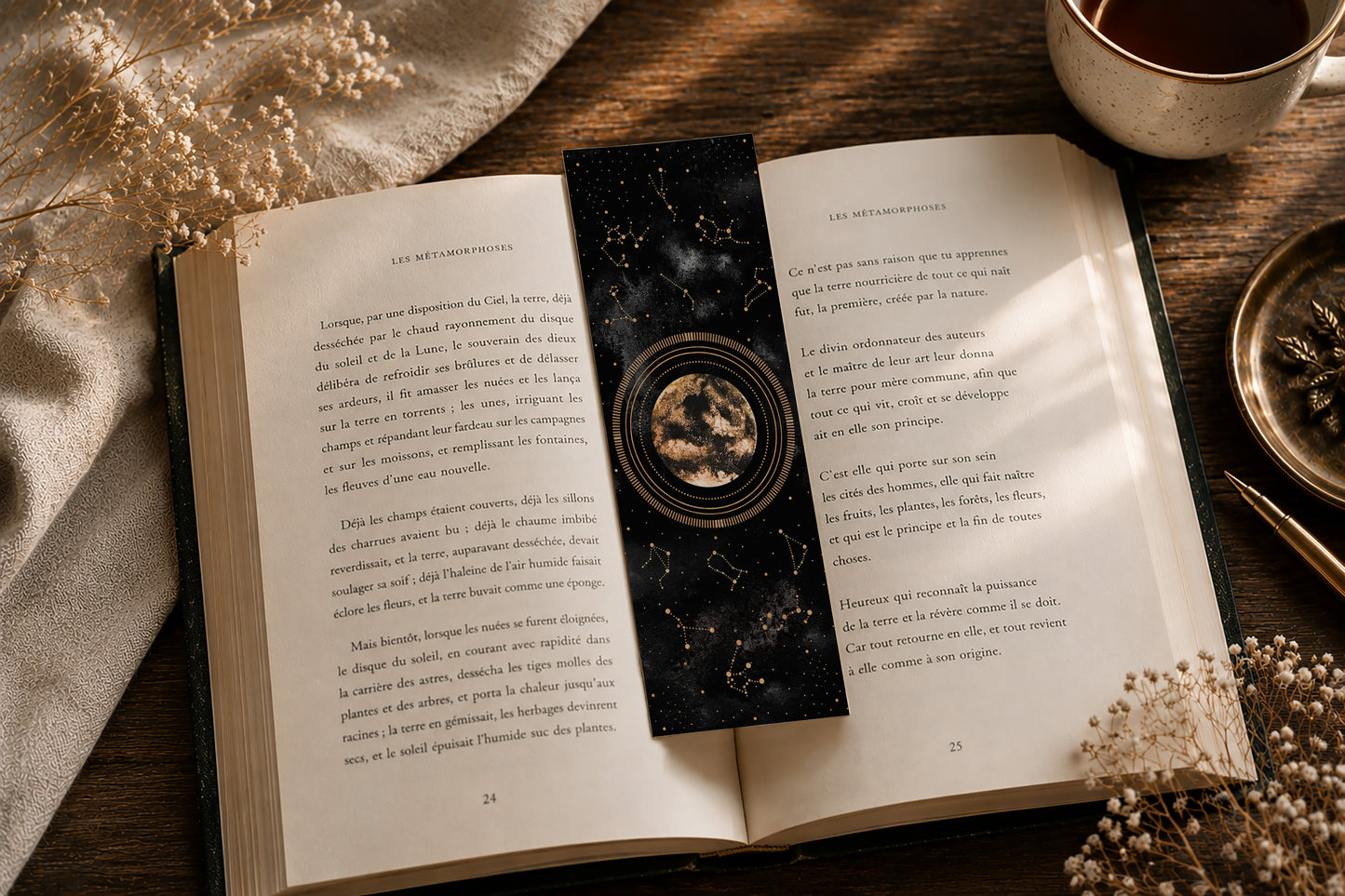 Marque Pages Célestes et witchy, Lunes Soleil Boule cristal