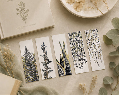 Marque Pages botaniques de plantes noir et or