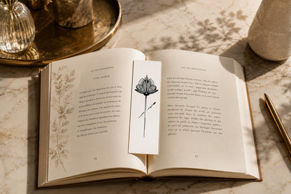 Marque Pages botaniques de plantes noir et or
