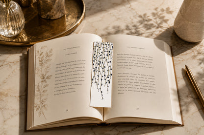 Marque Pages botaniques de plantes noir et or