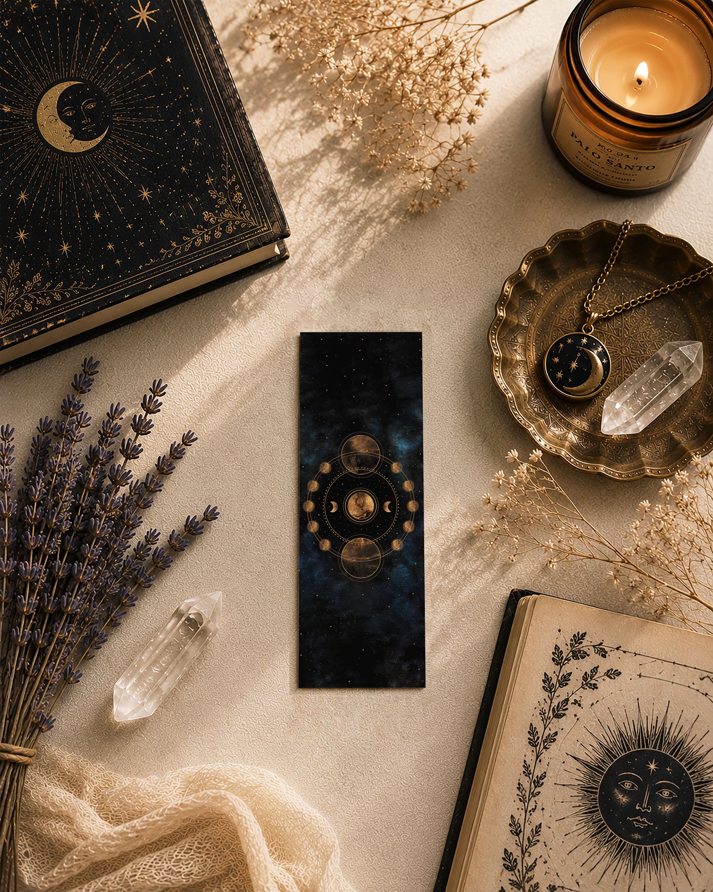 Marque Pages Célestes et witchy, Lunes Soleil Boule cristal