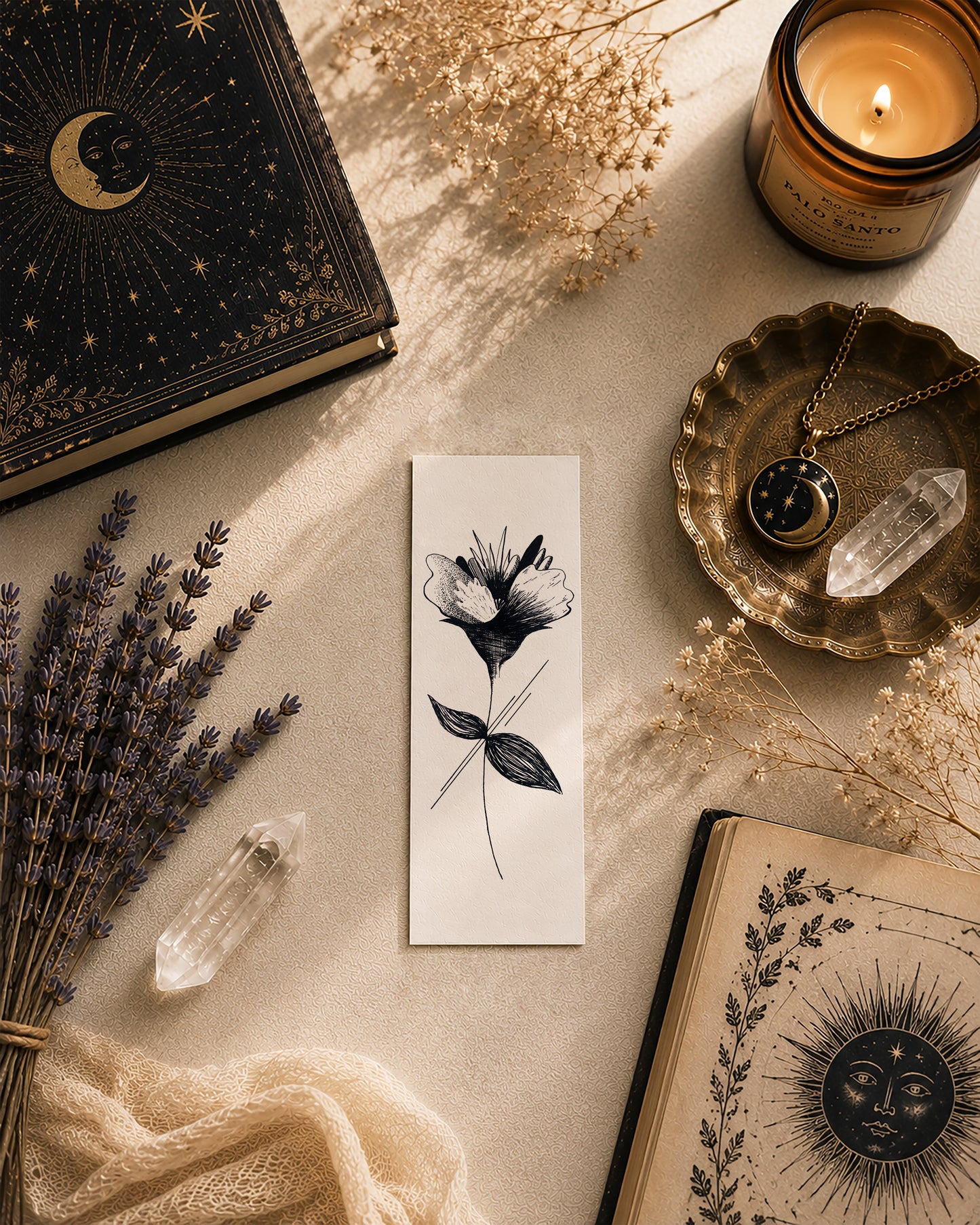 Marque Pages botaniques de plantes noir et or