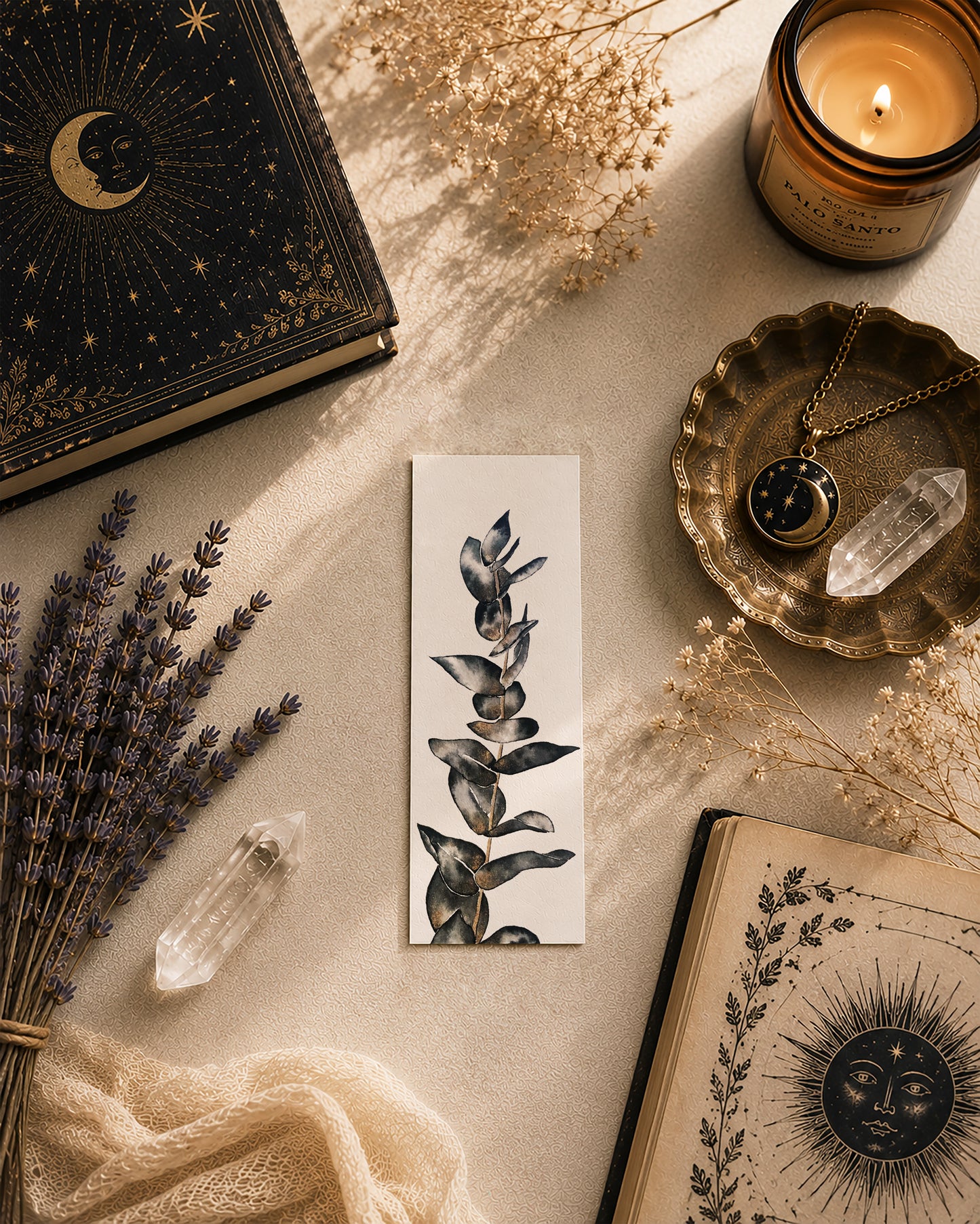 Marque Pages botaniques de plantes noir et or