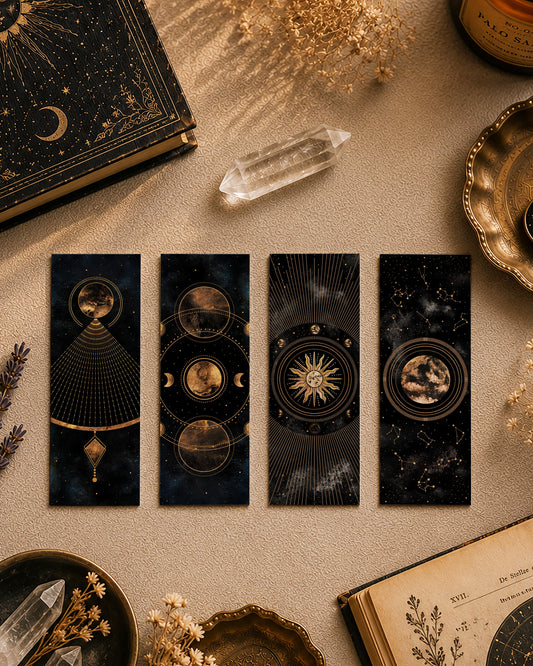 Marque Pages Célestes et witchy, Lunes Soleil Boule cristal