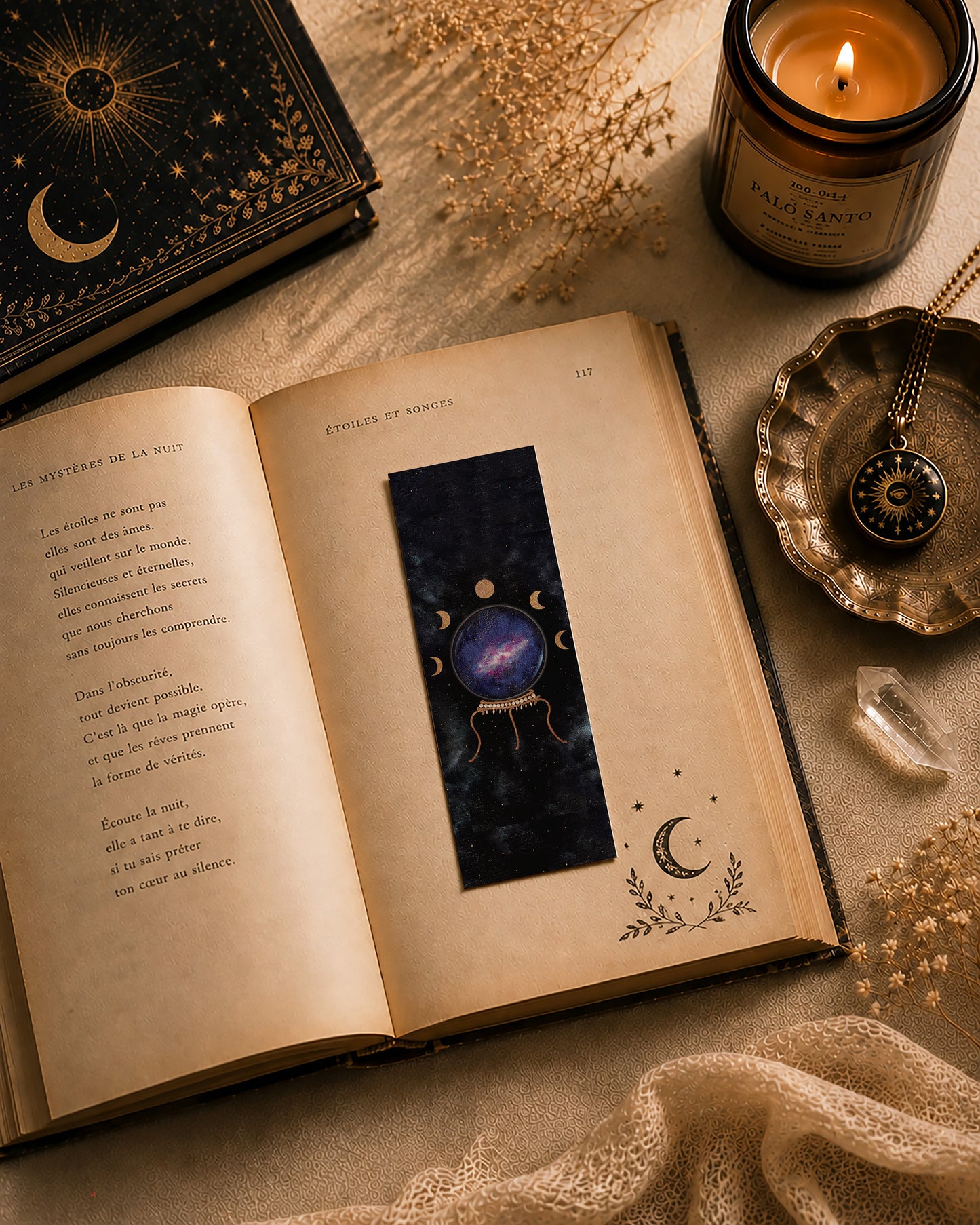 Marque Pages Célestes et witchy, Lunes Soleil Boule cristal