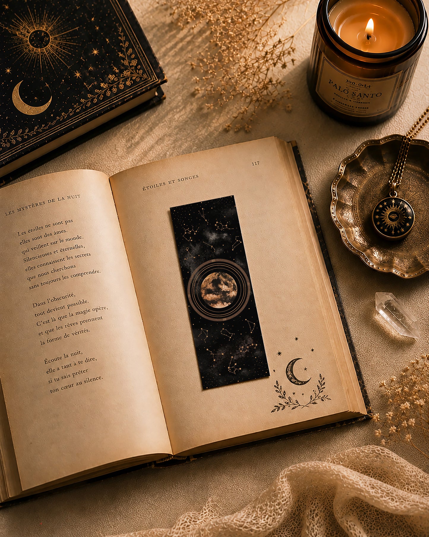 Marque Pages Célestes et witchy, Lunes Soleil Boule cristal