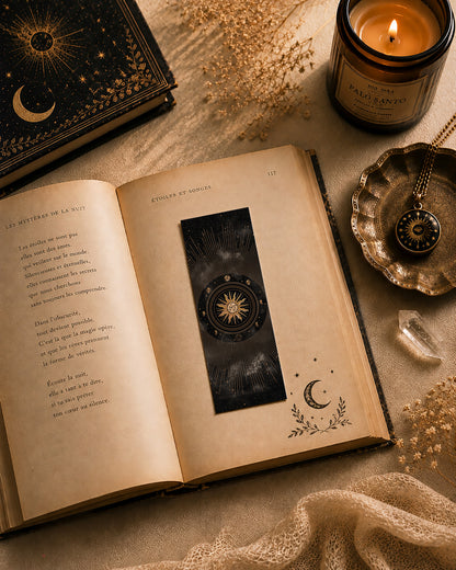 Marque Pages Célestes et witchy, Lunes Soleil Boule cristal