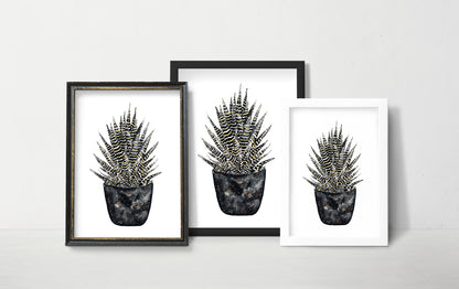 Affiche de plante Sansevieria, illustration botanique noir et or