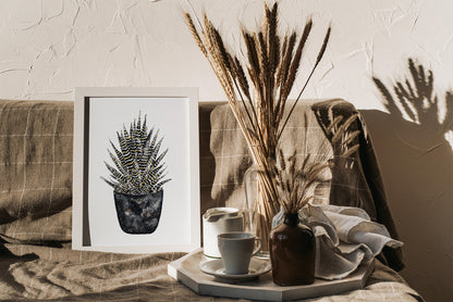 Affiche de plante Sansevieria, illustration botanique noir et or