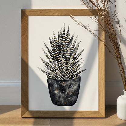 Affiche de plante Sansevieria, illustration botanique noir et or