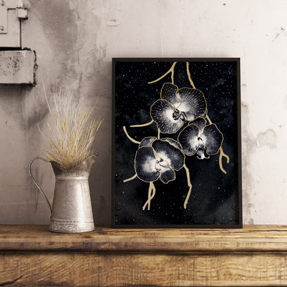 Affiche de fleurs orchidées célestes, art mural floral