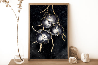 Affiche de fleurs orchidées célestes, art mural floral