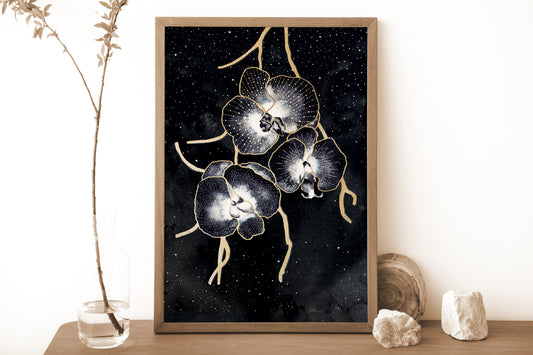 Affiche de fleurs orchidées célestes, art mural floral