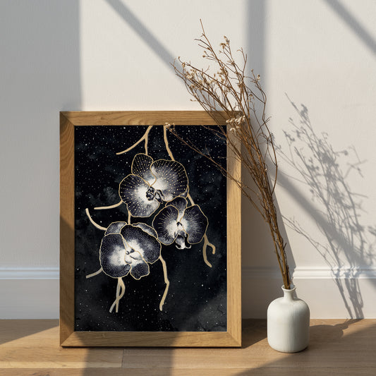 Affiche de fleurs orchidées célestes, art mural floral
