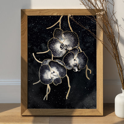 Affiche de fleurs orchidées célestes, art mural floral